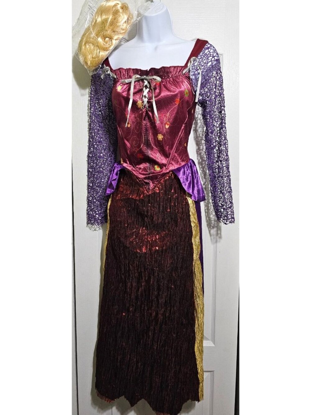 Hocus Pocus Sarah Sanderson Costume Foolish Salem Witch Sister Dress Wig Adult